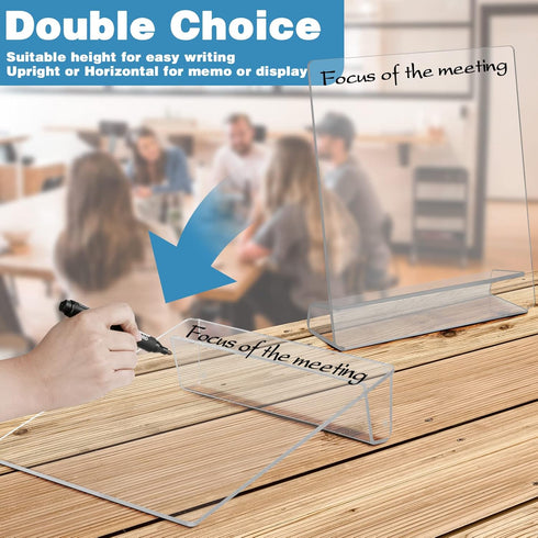 Dry Erase Acrylic White Board, 9" x 8" Desktop Whiteboard Easel with Stand, Writing Desk Easel Board with Dry Erase Surface for Memos, Lists, Acry...