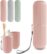 Travel Case for Toothbrush, Toothpaste and Makeup Brushes, Toothbrush holders travel. Portable Holder for Home, School, Camping and Bathroom(Pink)...