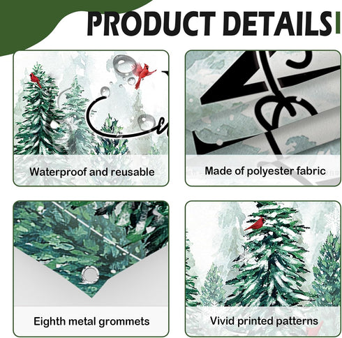 Winter Welcome Snowy Forest Large Outdoor Banner 120x20 Inch, Pine Tree Cardinal Red Bird Decorative Fence Yard Garden Sign Backdrop Home Decor, C...