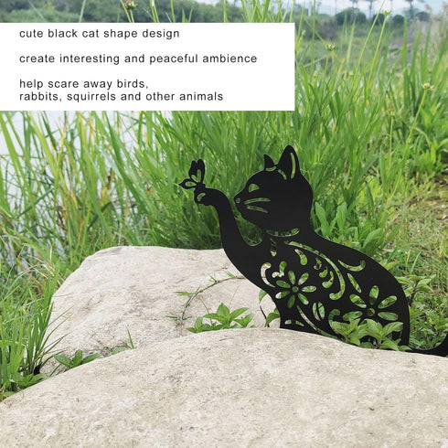 Haofy Cat Silhouette, 1 Piece of Lifelike Cat Yard Art Garden Metal Statue Decor, Hollow Decorative Stakes for Outdoor Farmhouse Pathway Lawn Deco...
