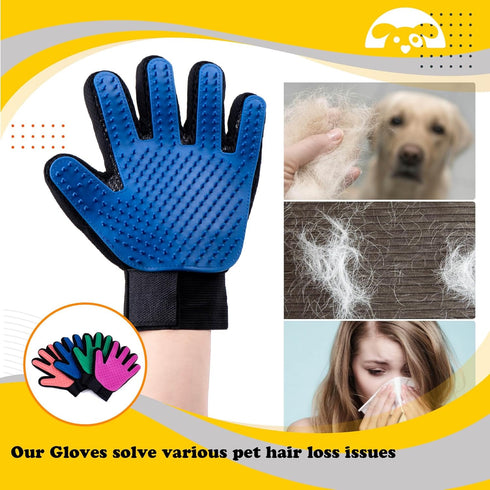 PetnBeyond Deshedding and Grooming Gloves - Gentle Effective Pet Care Gloves for Cats and Dogs - Ultimate Massaging and Comfort - Suitable for Lon...