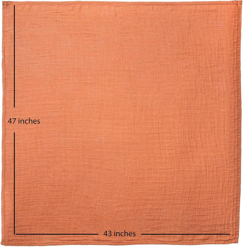2 Pack Muslin Swaddle Blankets (Terracotta), 100% Organic Cotton, Large 47 x 43, Newborn Recieving Blanket,Gender Nuetral Color Patterns, Burping ...
