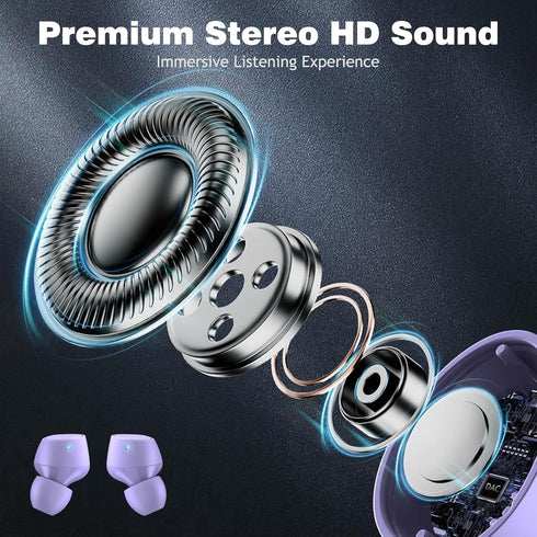 5.2 Bluetooth Headphones for Apple iPhone 15 14 Plus 13 Pro Max iPad, Small Ear Buds True Wireless Earbud Touch Control Earphone for Samsung S24 S...