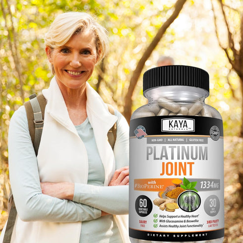 Kaya Naturals Platinum Joint | Nature Made Bioperine, Glucosamine, Turmeric with Boswellia, Healthy Natural Joint Support, Antioxidant Properties,...