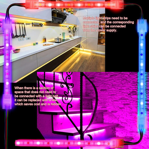 10 Pack 4 Pin LED Strip Light Connectors 10 mm, Solderless LED Strip Connector, Track Lighting Connectors for Waterproof RGB LED Strip Lights 16.4...