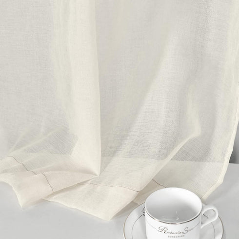 Light Beige Short Sheer Kitchen Curtains 36 inch Length Tier Curtains Rod Pocket Cafe Curtains Linen Like Privacy Semi Sheer Half Window Curtain f...