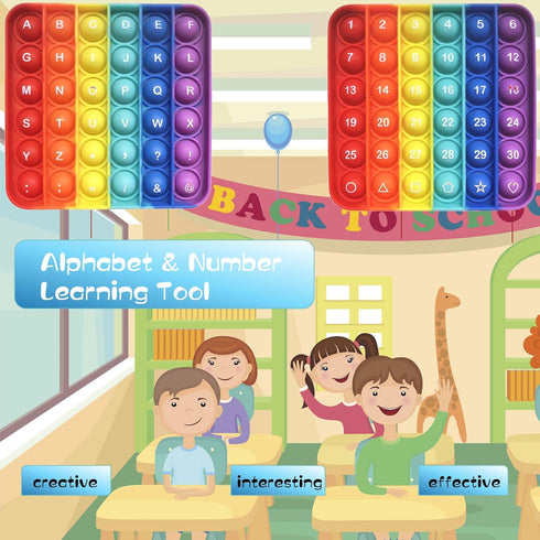 Alphabet Number Fidgety Pops (1 Pcs), ABC Learning & Educational Letter Popper Game, Stress Relief Autism Sensory Toys, Preschool Kindergarten Cla...