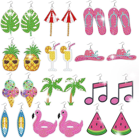 ZABARE 12 Pairs Diamond Painting Earrings Double-Sided, Hawaii Diamond Art Earrings, Small Diamond Painting Kits, Diamond Art Kits for Adults, Ear...