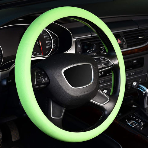 KAFEEK Noctilucent Steering Wheel Cover Glow at Night, Elastic Silica Gel, Cool in Summer, Universal 15 inch,Fluorescent Green...