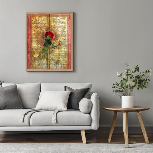 Posterizer 1 pcs-alchemical depiction with a green lion-vintage inspired 3-Vintage Art-Fantasy & Fiction Art- Gift for Men Women Entrepreneur Teen...