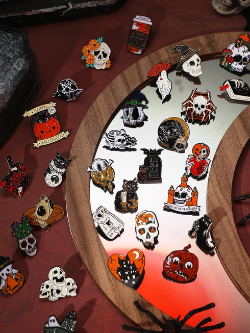 Ferraycle 30 Pieces Enamel Pins Set Enamel Pins for Backpacks Cool Horror Enamel Lapel Pins Steampunk Brooches Pins for Hats Clothes Women Men (Gh...