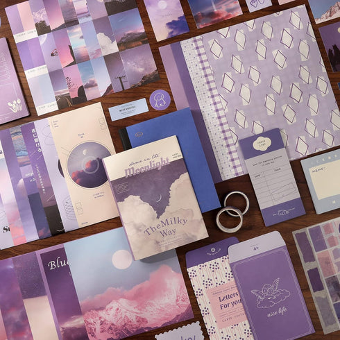 Draupnir Aesthetic Scrapbook Kit(348pcs), Bullet Junk Journal Kit with Journaling/Scrapbooking Supplies, Stationery,A6 Grid Notebook with Graph Ru...
