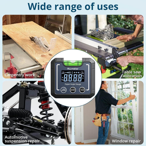 0-360°(4 * 90°) Digital Angle Finder Level Magnetic Electronic Gauge Inclinometer Protractor Tool with Bubble Level and Magnetic Base LCD Backligh...