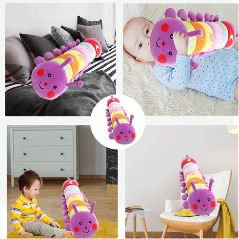 19.6" Caterpillar Stuffed Animal Small Pillow, Fun Plush Soft Long Pillow, Toy Doll Creative Birthday Gift Purple...
