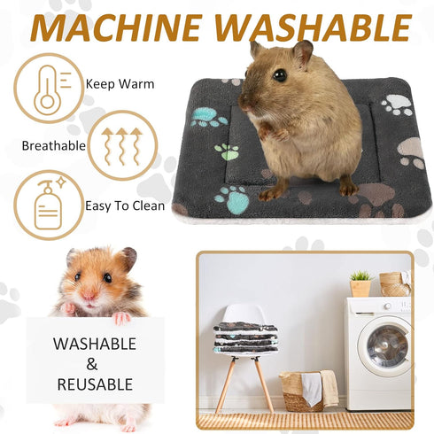 4 Pack Ultra Soft Dog Cat Bed Mat with Cute Prints Reversible Fleece Dog Crate Kennel Pad Cozy Washable Thickened Hamster Guinea Pig Bed Pet Bed M...