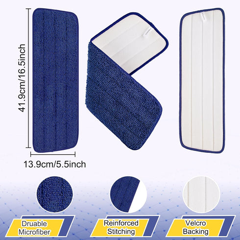 3 Pack Microfiber Spray Mop Replacement Heads for Wet/Dry Mops Reusable Replacement Refills Fits for Bona Hardwood Floor Replacement Cleaning Head...