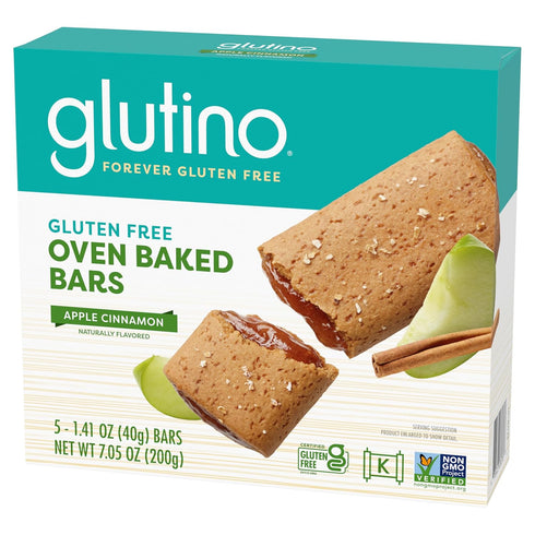 Glutino Gluten Free Oven Baked Bar, Apple Cinnamon, Naturally Flavored, 5 ct...