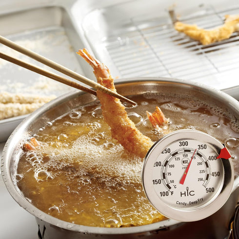 HIC Kitchen Roasting Deep Fry Candy Jelly Thermometer, Large Easy-Read Face, Stainless Steel Stem with Protective Sheath...