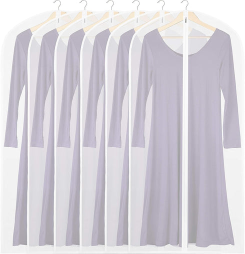 Simple Houseware 50-Inch Clear Garment Bags with Zipper for Suits, Dresses, Costumes, Uniforms - 6 Pack...