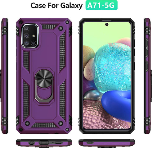 Samsung A71 5G Case,Galaxy A71 5G Case,PUSHIMEI Military Grade Heavy Duty Protection Phone Case Cover with HD Screen Protector Magnetic Ring Kicks...