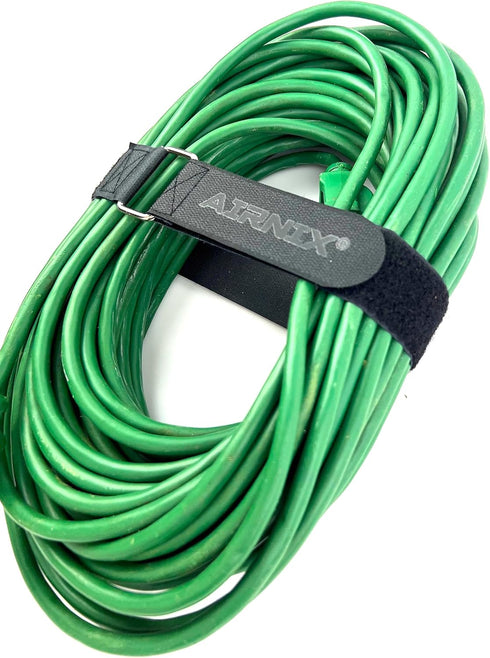 4pc 22" x 1.5" (19" useable) Hook and Loop Nylon Cinch Straps, Reusable Fastening, Securing, Cable Straps, Metal Buckle, Black...