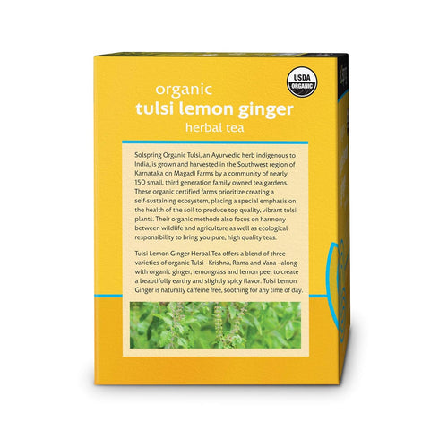 Dr. Mercola Solspring Organic Tulsi Lemon Ginger Herbal Tea, 18 Tea Bags, Naturally Caffeine Free, USDA Organic, Organic Demeter Certified...