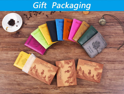 Passport Holder Cover Wallet RFID Blocking Leather Card Case Travel Accessories for Women Men (Grey)...