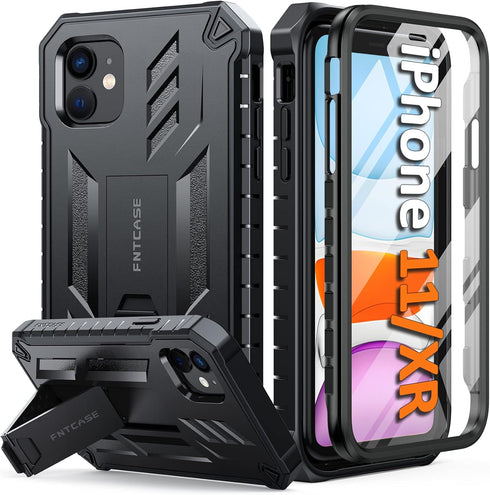 FNTCASE for iPhone 11 Phone Case: for iPhone XR case with Kickstand Shockproof Military Grade Protective Cover - Dual Layer Full Protection Sturdy...