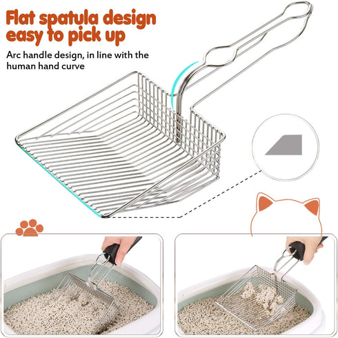 Ownpets Non-Stick Cat Litter Scoop with Foam Handle, Durable Coated Metal Litter Scooper with Deep Shovel, Carabiner & Comfy Foam Grip for Fast Si...