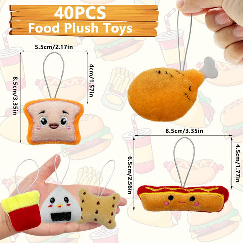 40 PCS Mini Food Plush Toy Set Cute Small Food Stuffed Toy Keychain for Party Favors Keychain Ornament for Goody Bag Easter Egg Stuffers Carnival ...