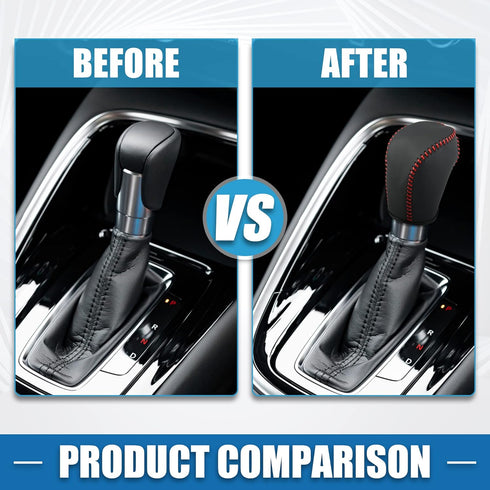 Gear Shifting Knob Cover Automatic Transmission Lever Trim for Honda Civic 10th Gen 2016-2021 PU Leather Black Red Line...
