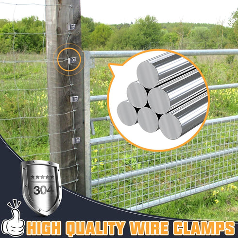 220 Pcs Fence Wire Clamps Stainless Steel Fencing Mounting Clips with 220 Pcs Stainless Steel Screws for 12-16 Gauge Welded Wire to Wood, Metal or...