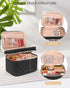 Travel Makeup Bag Organizer, Large Make Up Bag for Women, Double Layer Cosmetic Bag with Removable Dividers, Portable Makeup Case Storage, Black...
