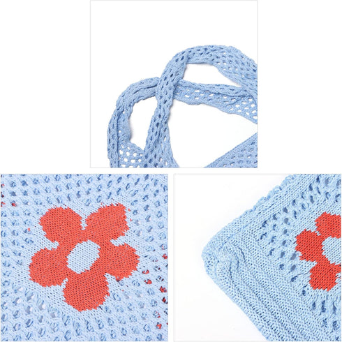 Ovida Crochet Tote Bag Mesh Beach Bag Fairycore Hobo Bag Fairy Grunge Aesthetic Shoulder Bag Y2k Purse for Women Girls...