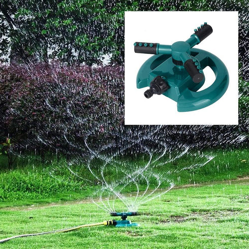 Lawn Sprinkler, Three Arms 360 Degrees Rotating Adjustable Garden Water Sprinkler Lawn Watering Irrigation Tool(Green)...