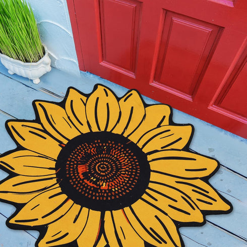 Extra Large Sunflower Welcome Doormat 29.5" x 29.5" Non Slip Area Rug Summer Decorative Floral Mat for Kitchen, Bathroom, Bedroom, Living Room, In...