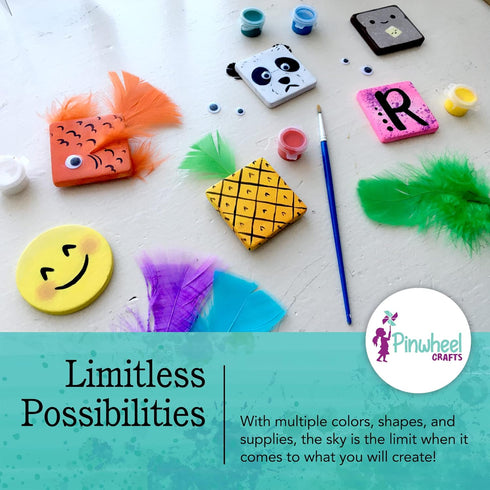 Pinwheel Crafts Magnetic Mini Tile Art Kit - DIY Kids Arts and Crafts Painting Kit - Decorate Cute Refrigerator or School Locker Magnets, Mini Art...