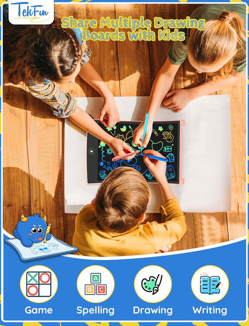 TEKFUN 8.5in 2 Pack LCD Writing Tablet for Kids Coloring Doodle Board Magic Drawing Pad for Kids with Anti-Lost Stylus, Car Trip Educational Toys ...