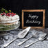 Happy 70th Birthday Personalized Laser-Engraved Stainless Steel Birthday Party Utensil Set - Cake Server, Spoon, and Fork for Mother Father Husban...