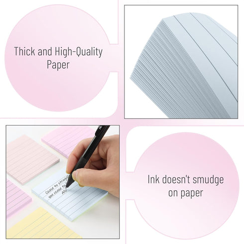Mr. Pen- Lined Sticky Notes 3x3, 6 Pads, 45 Sheet/Pads, Pastel Colors, Sticky Notes with Lines, Sticky Note Pads, Sticky Pads, Sticky Notes Lined,...