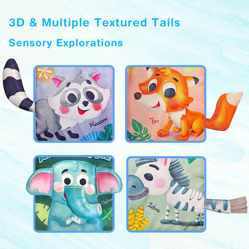 Baby Books Toys 6-12 Months - Baby Musical Toys Newborn Montessori Toys for Babies - Soft 3D Activity Cloth Tummy Time Book - Infant Early Develop...