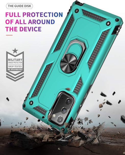 for Samsung Galaxy Note 20 Case, Note20 5G Case with HD Screen Protectors, Androgate Military-Grade Metal Ring Holder Kickstand 15ft Drop Tested S...