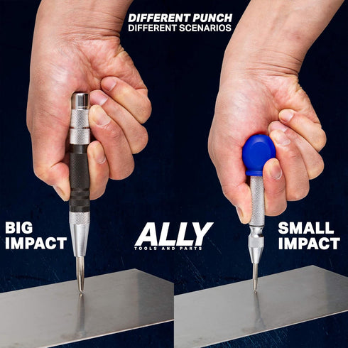 ALLY Tools Super Strong 6 Inch and 5 Inch Heavy Duty Automatic Center Punch, Perfect Automatic Center Punch for Metal, Wood, Plastic, Glass, and M...