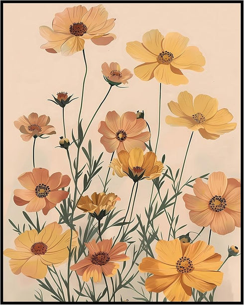 Posterizer 1 pcs-dainty yellow wild flowers-minimalist aesthetic-Floral & Botanical Art-Abstract & Modern Art-Decor for Home & Office- UNFRAMED Wa...