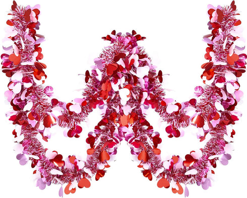 26.2 Feet Heart Tinsel Garland Valentines Metallic Tinsel Twist Garland Shiny Hanging Decoration for Valentines Tree Wreath Wedding Party Supplies...