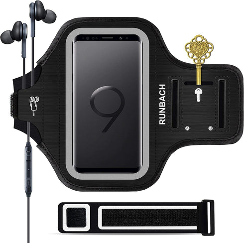 Armband for Galaxy S9,Running Exercise Gym Bag with Fingerprint Touch/Key Holder and Card Slot for Samsung Galaxy S9 (Black)...