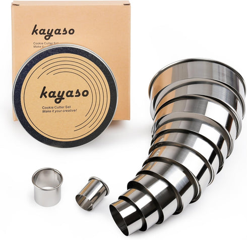 Round Cutters in Graduated Sizes, Stainless Steel, 12 Pc Set (Plain Edge)...