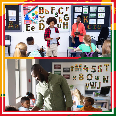134 Pcs Juneteenth Bulletin Board Decoration Black History Month Letters Numbers Alphabet Cutouts 5'' Poster Letters Combo Set African American Cl...