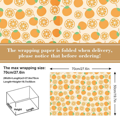 JarThenaAMCS 12 Sheet Fruit Wrapping Paper Strawberry Lemon Pineapple Gift Wrap Paper Bulk Summer Decorative Art Paper Folded Flat for Birthday Ba...