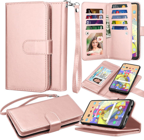 Galaxy A21 Case, for Samsung Galaxy A21 Wallet Case, Takfox PU Leather w 9 ID Credit Card Holder Slots Folio Flip Magnetic Detachable Hard Cover C...